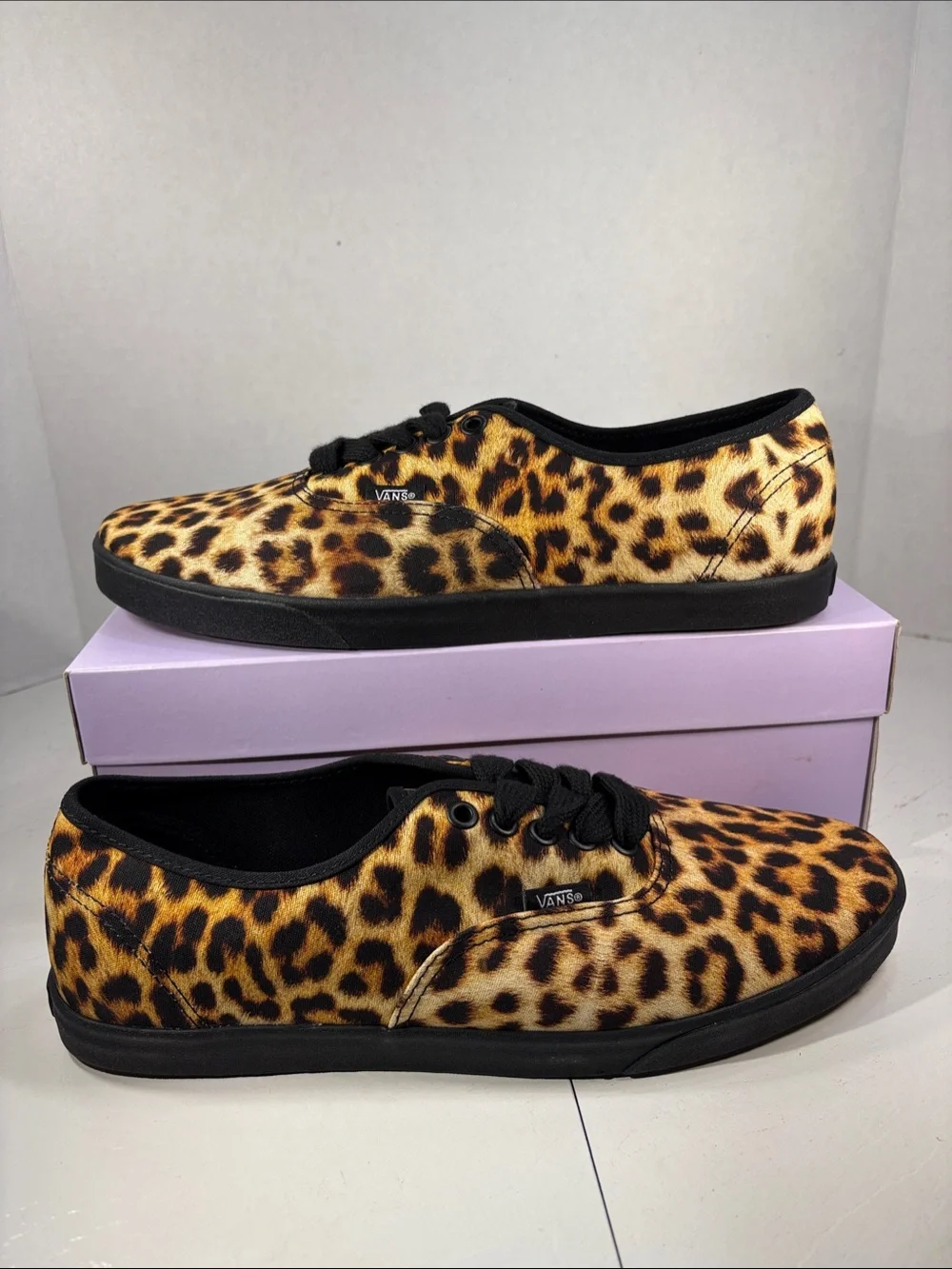 Vans Authentic Leopard Print Sneakers - Black/Yellow Men’s 10